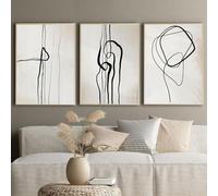 WUHBCZ Wall Art,Abstract Minimalist Posters Line Art Canvas Painting Nordic Calming Black Beige Posters and Prints Wall Pictures for Living Room Decor-50 * 75cm-3Pcs (Unframed Print