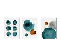 WUHBCZ Wall Art,Abstract Shapes Lines Poster Watercolor Navy Blue Gray Orange Canvas Wall Art Print Minimalist Pictures Interior Bedroom Paintings Decor-60 * 80cm-3Pcs (Unframed Print