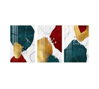 WUHBCZ Wall Art,Abstract Stone Canvas Prints Modern Golden Green Red Nordic Poster Canvas Painting Wall Art for Living Office Room Home Decor Artwork-(50 * 75cm)-3pcs Unframed