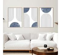 WUHBCZ Wall Art-Blue Retro Geometric Art Poster Print Boho Simple Line Abstract Wall Decor for Living Kitchen Office Bedroom Room Home Decor Artwork-60 * 70cm*3/24 * 27inch*3Pcs (No Frame)