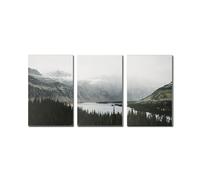 WUHBCZ Wall Art,Nature Landscape Canvas Painting Nordic Style Forest Lake Mountain Poster Wall Art Pictures for Living Room Bedroom Home Decor Artwork-50 * 75cm-3Pcs (Unframed Print