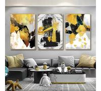 WUHBCZ Wall Art-Nordic Abstract Simple Canvas Interior Paintings Prints Modern Black Gold Aesthetic Wall Art Poster Pictures Living Kitchen Office Room Decor-50 * 60cm*3/20 * 24inch*3Pcs (No Frame)