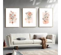 WUHBCZ Wall Art-Simple Drawn Pink Flower Line Art Portrait Canvas Painting Posters and Prints Wall Pictures for Living Room Home Office Decor-60 * 70cm*3/24 * 27inch*3Pcs (No Frame)