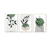 WUHBCZ Wall Art-Tropical Plant Canvas Wall Poster Modern Abstract Geometry Green Plants Leaves Wall Painting for Bedroom Living Kitchen Office Room Decor-60 * 70cm*3/24 * 27inch*3Pcs (No Frame)