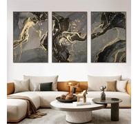 WUHBCZ Wall Picture，Golden Black Line Marble Posters Abstract Wall Art Canvas Painting Prints Pictures Modern Living Room Interior Home Kitchen Office Decoration-40 * 60cm-3Pcs (Unframed Print