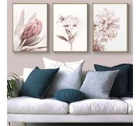 WUHBCZ Wall Picture，Modern Abstract Pink Flower Art Canvas Painting Prints Picture Posters for Living Kitchen Room Bedroom Home Wall Decor Artwork-40 * 60cm-3Pcs (Unframed Print