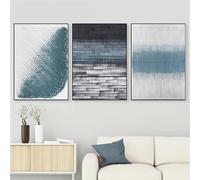 WUHBCZ Wall Pictures,Layered Lines Blue and Black Cold Simple Abstract Poster Canvas Modern Living Bedroom Kitchen Office Home Decoration Artwork-40 * 60cm*3pcs (Unframed)
