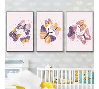 WUHBCZ Wall Pictures,Nursery Wall Art Abstract Butterfly Print Girl'S Nursery Or Bedroom Simple and Colorful Poster Modern Canvas Painting Nordic Room Decoration-50 * 60cm*3pcs (Unframed)