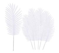 WUHNGD 12 Pcs Artificial Palm Leaves Plants Tropical Large Palm LeavesImitation Ferns Artificial Plants Leaf for Home Hawaiian Party Jungle Beach Table Leave Decorations, White