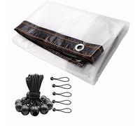 WUHNGD Clear Waterproof Cover Tarp 3x2.5 m Heavy Duty Rainproof Tarpaulin with Grommets & 10Pcs Ball Bungee Cords Garden Rainproof Clear Poly Tarp Plant Cover