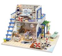 WUHOPDD DIY Miniature kit Dollhouses Beach Hut Miniature Model Kit - 1:24-3H - with Furniture and LED Easy Difficulty Romantic Creative Gift for Adults