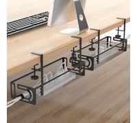 WUHUIXOZ 2-Piece Set 50CM Under Desk Cable Management Tray, Includes Non-Drill Desk Cable Basket for Extension Cord Storage and Screw-Free Neat Wire Organizer Clips, for Home, Office, Kitchen, etc.