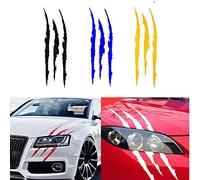 WUHUSHID 1Pcs Car Sticker Black/White/Red/Yellow/Green/Colorful Scratch Stripe Claw Marks Car Auto Headlight Decal Car Styling (White)