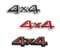 WUHUSHID 3D Metal 4X4 Four-Wheel Drive Car Sticker Emblem Badge For Universal Cars (Red Silver)