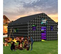 WUHUWOO - Inflatable Disco Tent 20'x16.5'x12' Black for Adults Birthday Yard Weddings 2 Doors and Logo Area