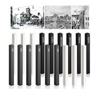 WUIOWPPIC 18Pcs Compressed Charcoal Square Strips Graphite Sketch Pencil Create Sketches Shadows Sticks Drawing Set Suitable for Artists Beginners, Gray, White