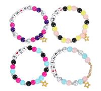 WUISOLQP Korea Pop Girl Group Bracelet 4 Piece Merch Set, Demon Singer Hunters Bracelet for Women Sister Music Fans Stackable Stretch Bracelets Outfit Accessories, for the Korea Pop Movie Fans