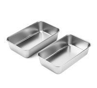 WUISOLQP Loaf Tin Set of 2, Stainless Steel Bread Tins Rectangular Bakeware Non Stick Healthy Durable Baking Moulds Dishwasher Safe, for Homemade Cakes Lasagna Loaves Meat loaf (22 x 14.5 x 5.5 cm)