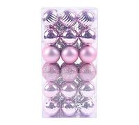 wuitopue Christmas Tree Hanging Ornaments, 36PC/4CM Pink Plastic Round Hanging Christmas Tree Decorations