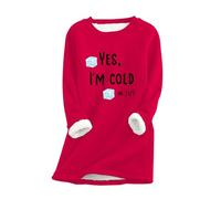 wuitopue Yes,I'm Cold.ME 24:7 Sweatshirt Women UK Casual Fleece Oversized Loose Jumper Top Crewneck Long Sleeves Solid Color Warm Pullover Soft Comfortable Elegant Shirt Winter Goingout Top