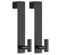 WUIVIUT Black 25 cm Over Door Hook 2-Pack, Door Coat Hanger for 4 cm Doors