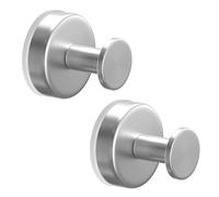 WUIVIUT Suction Cup Shower Hook for Bathroom Without Nails Wall Hooks for Shower Stick on Glass Door Hotel Bath Tile Hooks Hold Clothes Robes Storage Hanger Wall Mount（ 2 Pack Silvery ）
