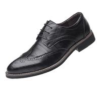 WUIWUIYU Men's British Style Lace-Up Wedding Business Formal Wingtips Brogue Oxfords Shoes Black Size 4