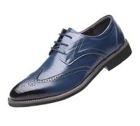 WUIWUIYU Men's British Style Lace-Up Wedding Business Formal Wingtips Brogue Oxfords Shoes Blue Size 7