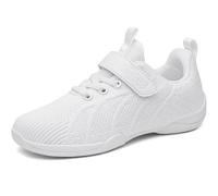 WUIWUIYU Women's Girls' Hook & Loop Textile Athlete Sport Shoes Cheerleading Dance Sneakers Size 3.5 UK White