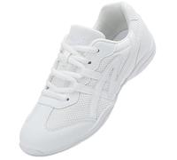 WUIWUIYU Women's Girls' Lace-Up Athlete Training Cheerleading Sneakers Dance Shoes Size 2.5 UK White C