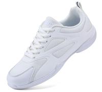 WUIWUIYU Youth Girls Boys Cheer Shoes Cheerleading Dance Shoes Athletic Training Tennis Walking Competition White Sneakers Size 5 UK White