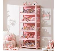 Wujgbnhg Curio Display Cabinet, Display Cabinet for Collection, Figure and Curio Collection Case, for trophies, souvenirs,Floor Standing Clear Showcase(Pink 5Layer-80*33*172)