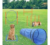 Wujgbnhg Dog Agility Training Equipment,with Carry Bag,Weave Poles,Adjustable Height Jumping Obstacles,Dog Play Run Jump Obedience Training Set,Agility Hoops,Salom Poles,Blue,Jump Ring