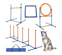Wujgbnhg Dog Agility Training Equipment,with Carry Bag,Weave Poles,Adjustable Height Jumping Obstacles,Dog Play Run Jump Obedience Training Set,Agility Hoops,Salom Poles,Blue,Jump Ring