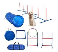 Wujgbnhg Dog Agility Training Equipment,with Carry Bag,Weave Poles,Adjustable Height Jumping Obstacles,Dog Play Run Jump Obedience Training Set,Agility Hoops,Salom Poles,Blue,Jump Ring