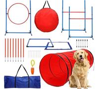 Wujgbnhg Pet Agility Training Equipment,Puppy Obstacle Course Kit,Toys and Carrying Bag,Tunnels,Weave Poles,with Adjustable High Hurdles,with Dog Agility Tunnel,Pause Box,Jump Ring,Easy To Fold