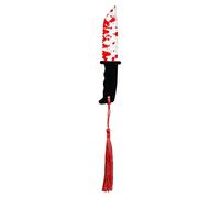 WUJIHE 1Pcs Knife Clear Acrylic Bookmark with Tassel, Halloween Themed Series Chopper Saw with Blood, Halloween for Bookworms(SQ0374)