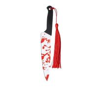 WUJIHE 1Pcs Knife Clear Acrylic Bookmark with Tassel, Halloween Themed Series Chopper Saw with Blood, Halloween for Bookworms(SQ2088)
