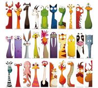 WUJIHE 30PCS Funny Animal Bookmarks Cartoon Cat Book Reading Page Maker Cards Decoration Creative Gifts Student Stationery Supplies