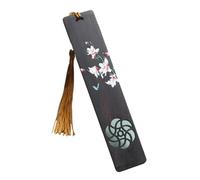 WUJIHE Chinese Style Wooden Color Painted Bookmark Pagination Mark Retro Carving Ebony Book Clip Students Learning Stationery Supplies(02)