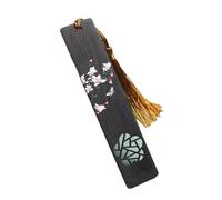 WUJIHE Chinese Style Wooden Color Painted Bookmark Pagination Mark Retro Carving Ebony Book Clip Students Learning Stationery Supplies(01)
