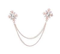 WUJIHE Fashion Tassel Crystal Cross Chain Brooch Women's Shirt Collar Pins And Brooches Personality Lapel Pin Buckle Women Accessories(Gold White)