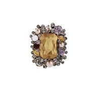 WUJIHE Retro Baroque Square Crystal Brooch Pearl Elegant And Dignified Gorgeous Pins Autumn And Winter Coat Brooch Vintage Accessories(Light Yellow Color)