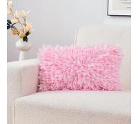 WuJiLiving Baby Pink Luxury Soft Flower Petal Decorative Cushion Cover，Fluffy Chiffon Velvet Throw Pillow Cover for Couch Sofa and Bed，Living Room Home Decor 30x50cm