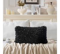 WuJiLiving Luxury Soft Flower Petal Decorative Cushion Cover，Fluffy Chiffon Velvet Throw Pillow Cover for Couch Sofa and Bed，Living Room Home Decor 30x50cm