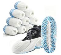 WUJUN 100/200 Pack Blue/Black Disposable Shoes Covers Boot Cover Waterproof, Dust-proof, Non-slip, One Size Fit Most, Protect Your Shoes, Carpets and Floors. Cleaning Accessories (100, White)