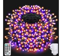 WUJUN 105ft 300 LED Christmas Halloween String Lights, End-to-End Plug 8 Modes Memory Function Outdoor Indoor Fairy Lights Christmas Tree, Garden, Party, Wedding, Holiday, Purple to Orange