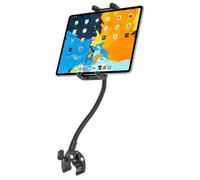 Wukanleng Gooseneck Tablet Holder with Flexible Long Arm, Anti-Slip iPad Clamp Mount for Treadmill/Spin Bike/Stroller/Wheelchair/Elliptical/Boat/Mic Stand/Peloton/Indoor Cycle, Fits 4-13" Device