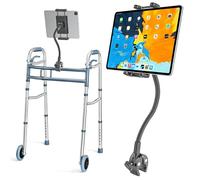 Wukanleng Walker Tablet Holder, Long Gooseneck Tablet Mount Clamp for Rollator Walker, Rolling Walker, Lightweight Walkers, Walkers for Seniors, Fit for iPad Pro Air Mini, iPhone, 4-13" Devices