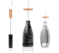 Wukemaoyi Bottle Brush Pack of 2, Nylon Bristles, Wooden Handle, Black, Compatible with Sodastream, Glass, Metal, Plastic Bottles